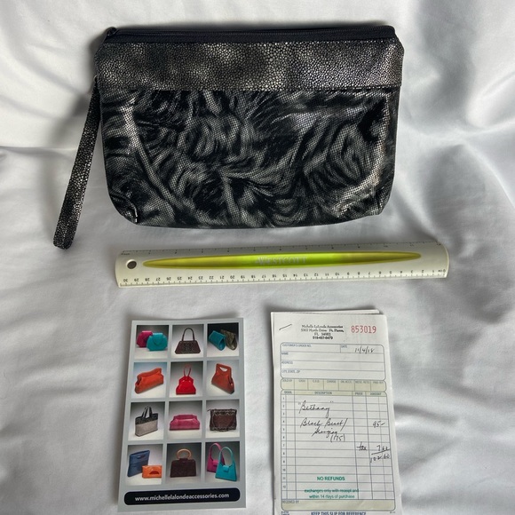 Michelle LaLonde Black leather clutch purse purchased at art show - Picture 2 of 6